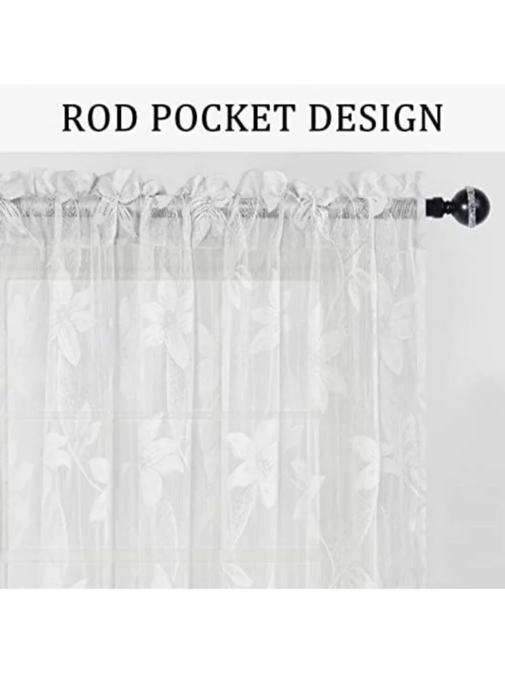 Elegant White Sheer Lace Curtains - 63